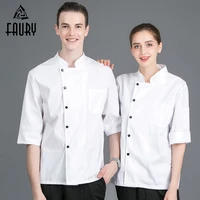 new arrival short sleeves restaurant uniform kitchen hotel cook work wear breathable chef jacket pure color unisex sushi costume