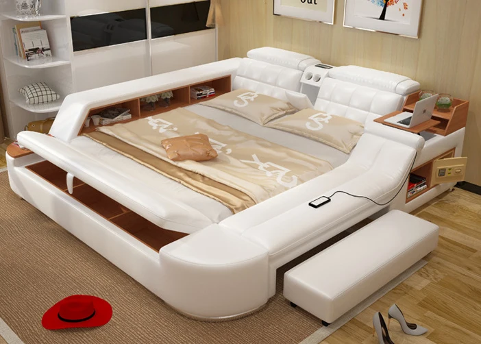 Muebles De Madera мебель Лидер продаж Moveis Para Quarto современный комплект для спальни Массажная мягкая кровать с Hifi динамиком Bluetooth