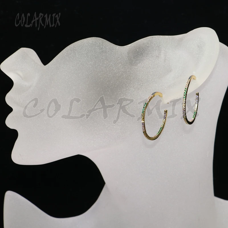 4 пары круг цвет золотой серьги Циркон Круглые простой стиль циркон ювелирные