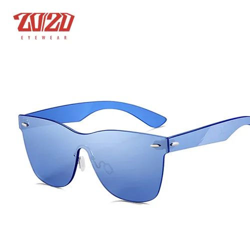 C05 light blue 20/20 марка винтажном стиле солнцезащитные очки мужчины с плоским объективом без оправы квадратная рамка женщины солнцезащитные очки Frameculos Gafas PC1601 - Цвет линз: C05 light blue