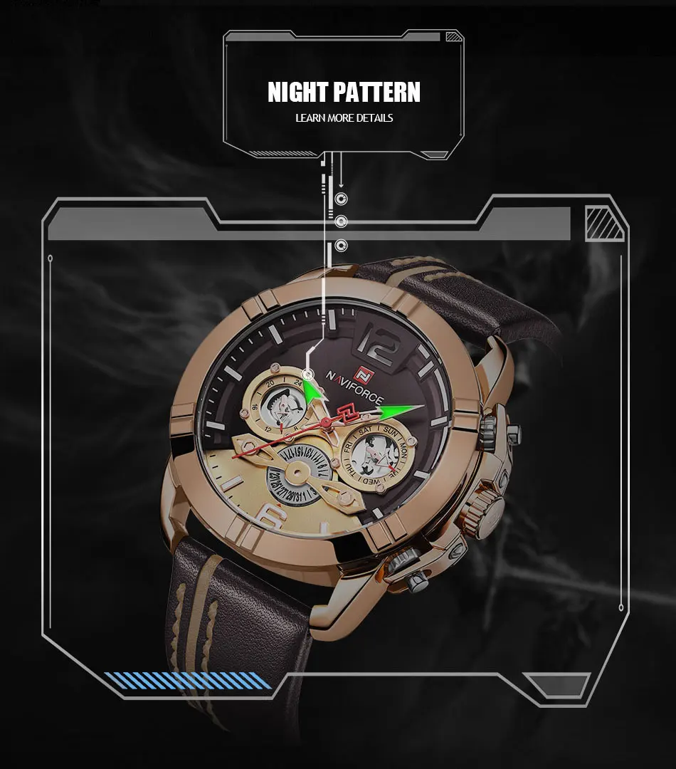 Мужские часы NAVIFORCE Топ бренд Модные кварцевые мужские часы кожа водонепроницаемые спортивные наручные часы Дата мужские часы Relogio Masculino