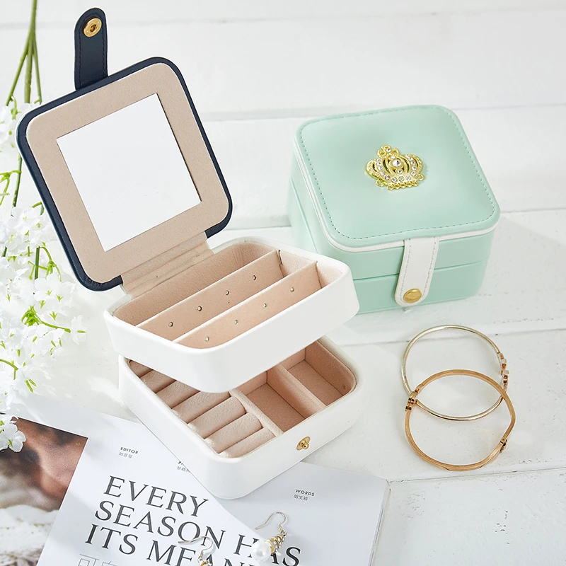 Коробки для хранения украшений Casegrace изысканного дизайна с кожаной отделкой и украшены короной, органайзеры для сережек, колец и браслетов, арт. 01144.