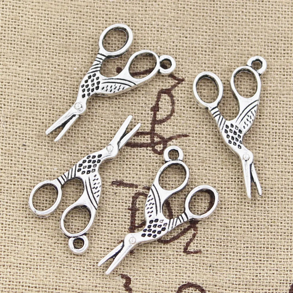 12pcs Charms Scissors Sewings 28x15mm Antique Making Pendant fit Vintage Tibetan Bronze Silver color DIY Handmade Jewelry | Украшения и