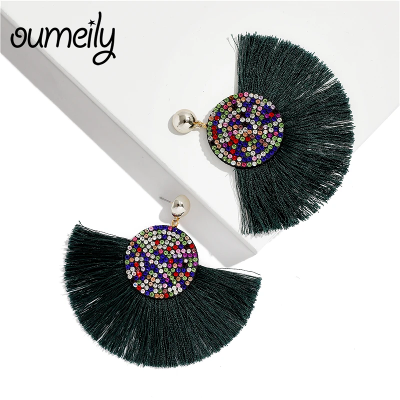 OUMEILY желтые серьги с бахромой для женщин украшенные бисером Boho 2018 модные длинные