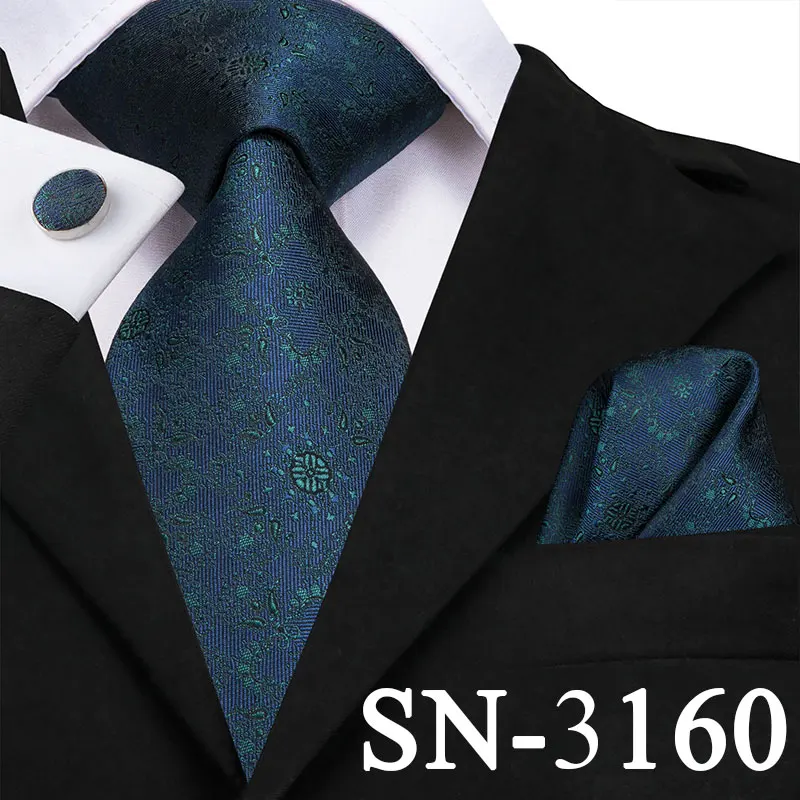 SN-3160 SN-3136 золотой синий полосатый галстук Шелковый плетеный мужской галстук Галстук носовой платок запонки набор роскошные мужские вечерние свадебные карманные квадратные Галстуки - Цвет: SN-3160