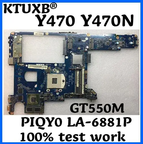 Ktuxb PIQY0 LA-6881P материнская плата для lenovo Y470 Y470N ноутбук материнская плата PGA989 HM65 GT550M 2G DDR3 тесты работы