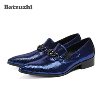 batzuzhi designers men shoes pointed toe blue leather dress boots flats oxfords zapatos hombre formal partywedding shoes us12