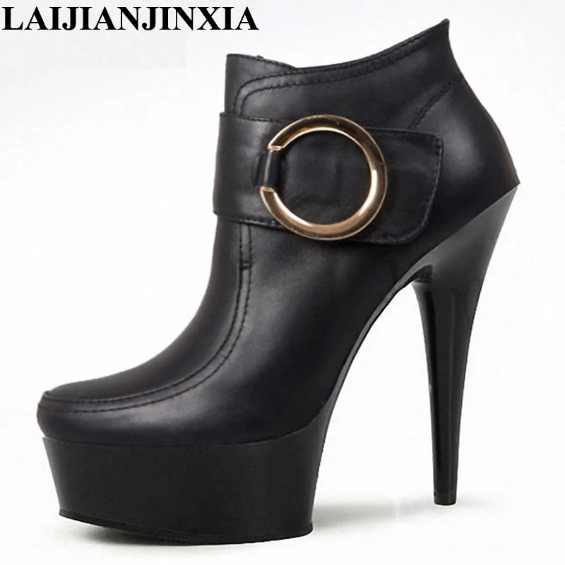 Black New Sexy Spring Women Pole Dance Shoes Night Club Party Dancing Shoes Platform 15cm High Heels Ankle Boots