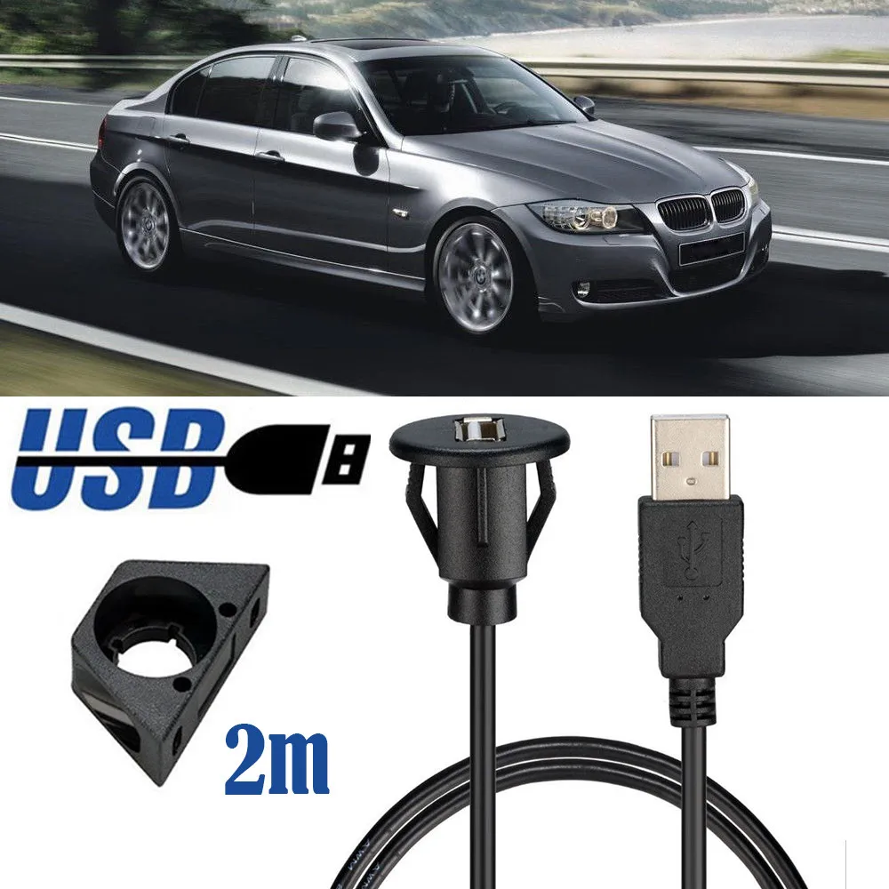 1 m/2 m PC Автомобильная приборная панель крепление USB 2,0/3,0 гнездо «Папа-мама» панель расширения передачи данных Зарядка черный кабель Горячая# Y8