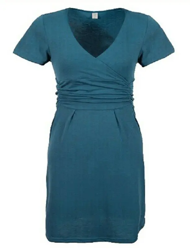 Peacock blue BacklakeGirls Новые однотонные сексуальные коктейльные платья с v-образным вырезом Короткие рукава до колена женские вечерние платья для коктейлей - Цвет: Peacock blue