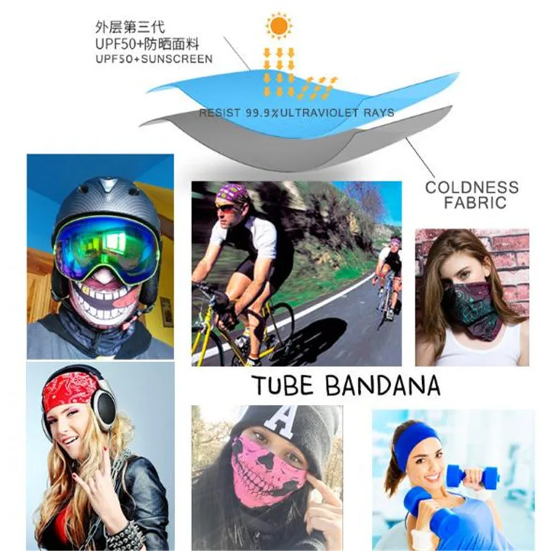 5 pcs/lot 3D Digital Printing Biker Bandanas AC278-AC294 Outdoor Hat Cycling Turban Head Scarf Sports Face Mask | Спорт и