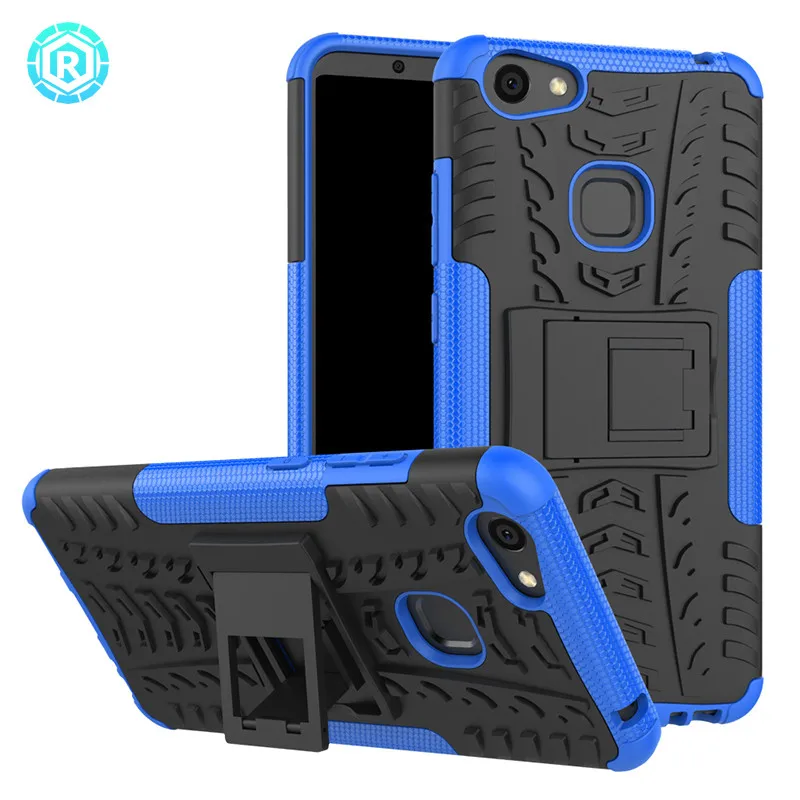 R For Vivo V7 Plus Case Silicone+PC Armor Shockproof Stand Hard Cover 5.99 inch phone case |