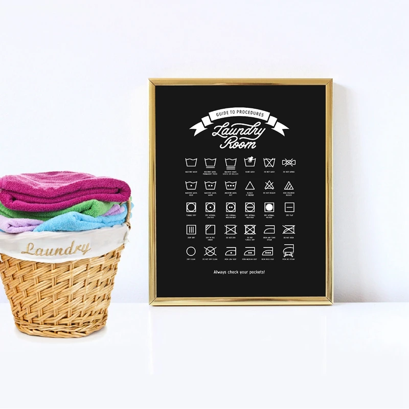Украшение для прачечной руководство по стирке печати процедурам настенный
