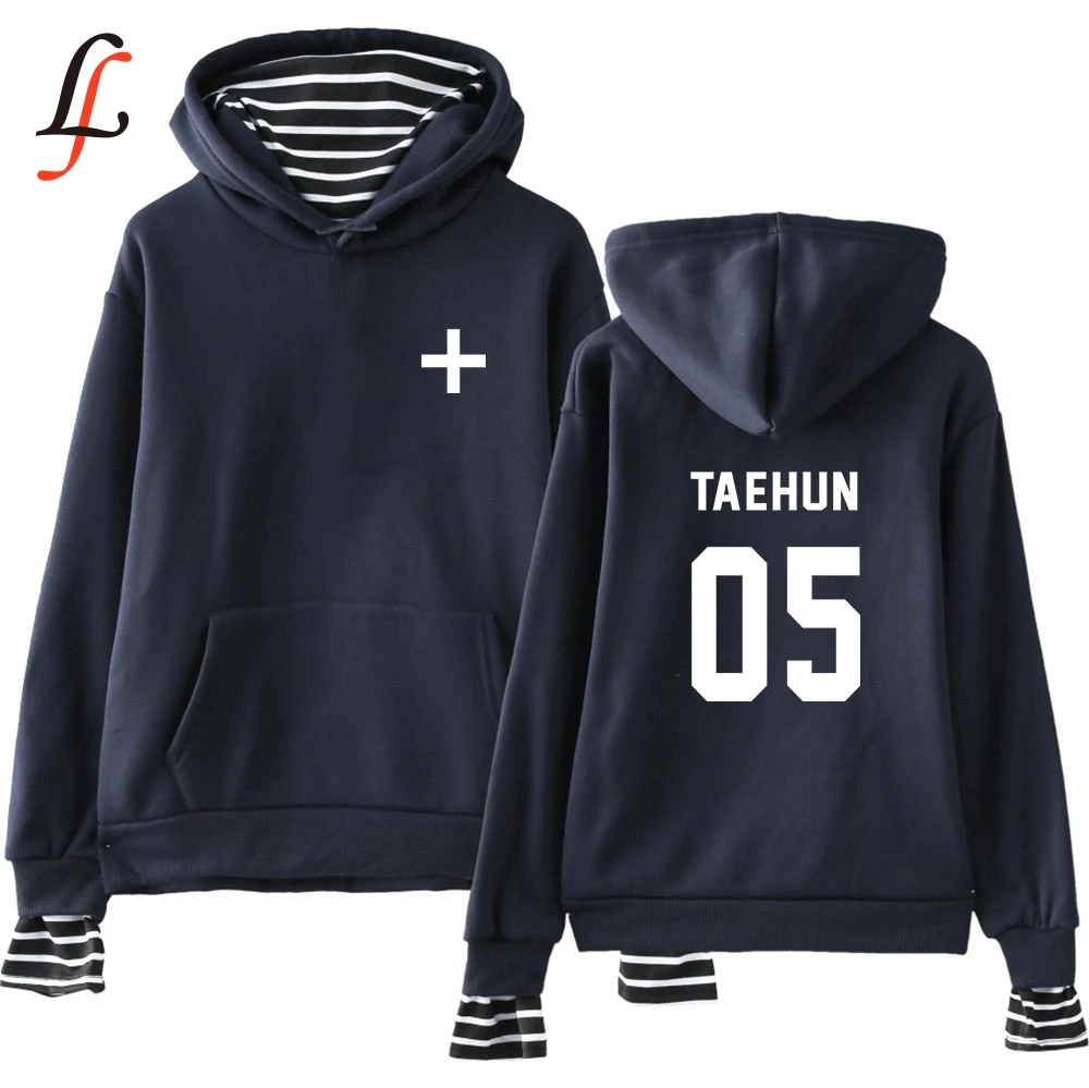 TXT together Fake Two Piece толстовки Осенние теплые толстовки с длинными рукавами толстовки женские/мужские 2XL