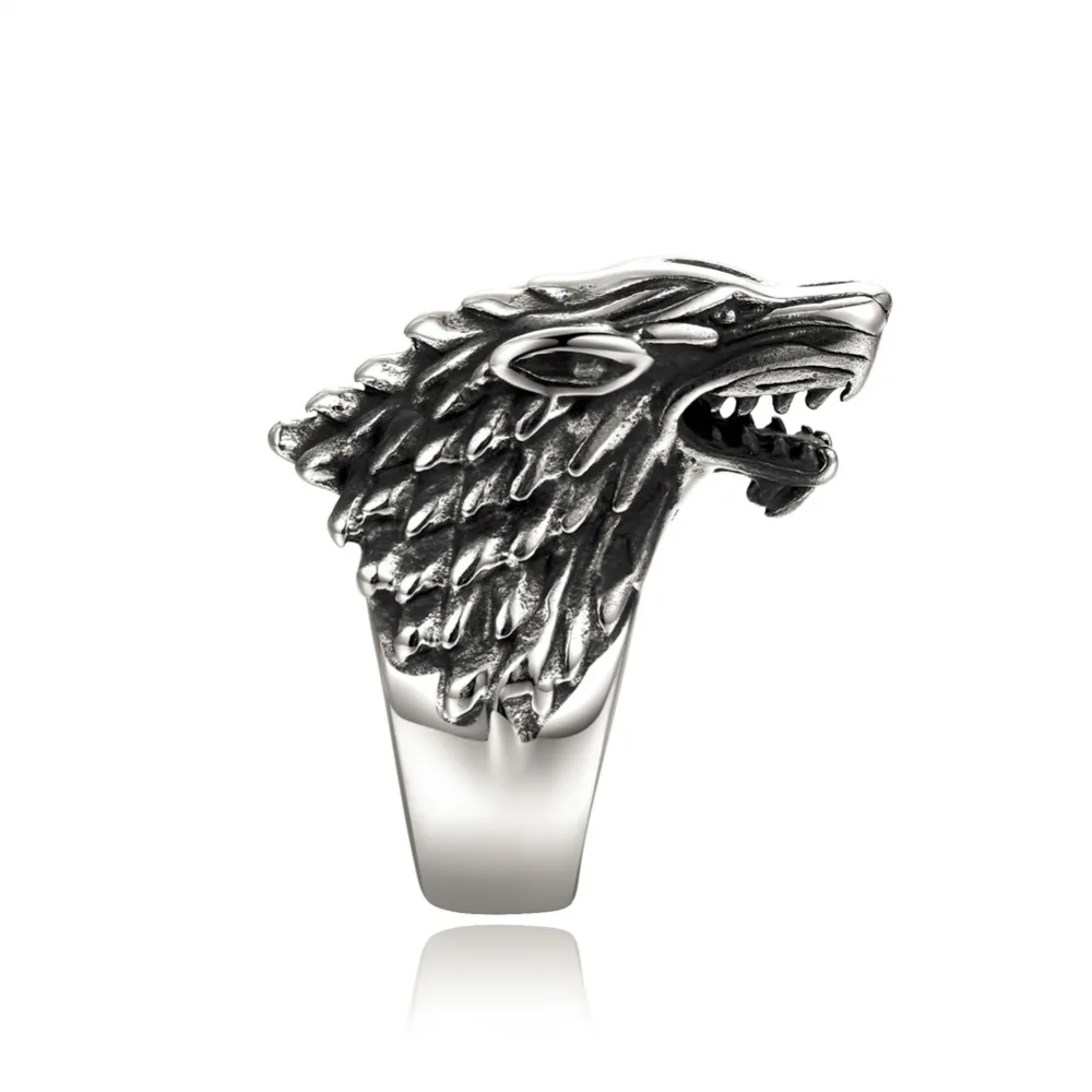 Винтажное панк титановая сталь Волчья Голова байкерское кольцо панк-рок мужские