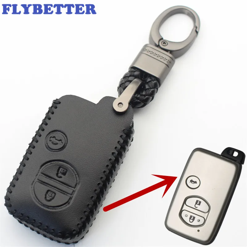 Брелок FLYBETTER из натуральной кожи чехол для смарт ключей с 3 кнопками Toyota