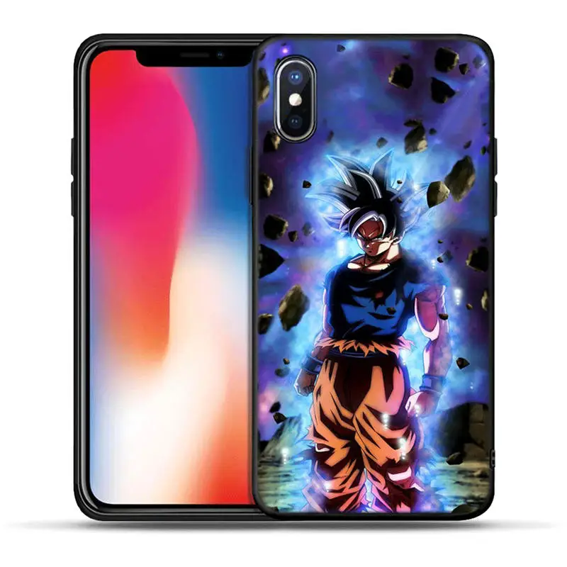Черный силиконовый чехол для IPhone X XR XS Max 8 7 6 6 S Plus 5 5S SE Чехлы для телефона Dragon Ball Z из аниме Goku Super D Coque Fundas