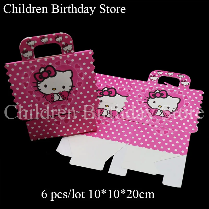 6 шт./лот Hello Kitty подарочные коробки украшения для дня рождения школьные сумки