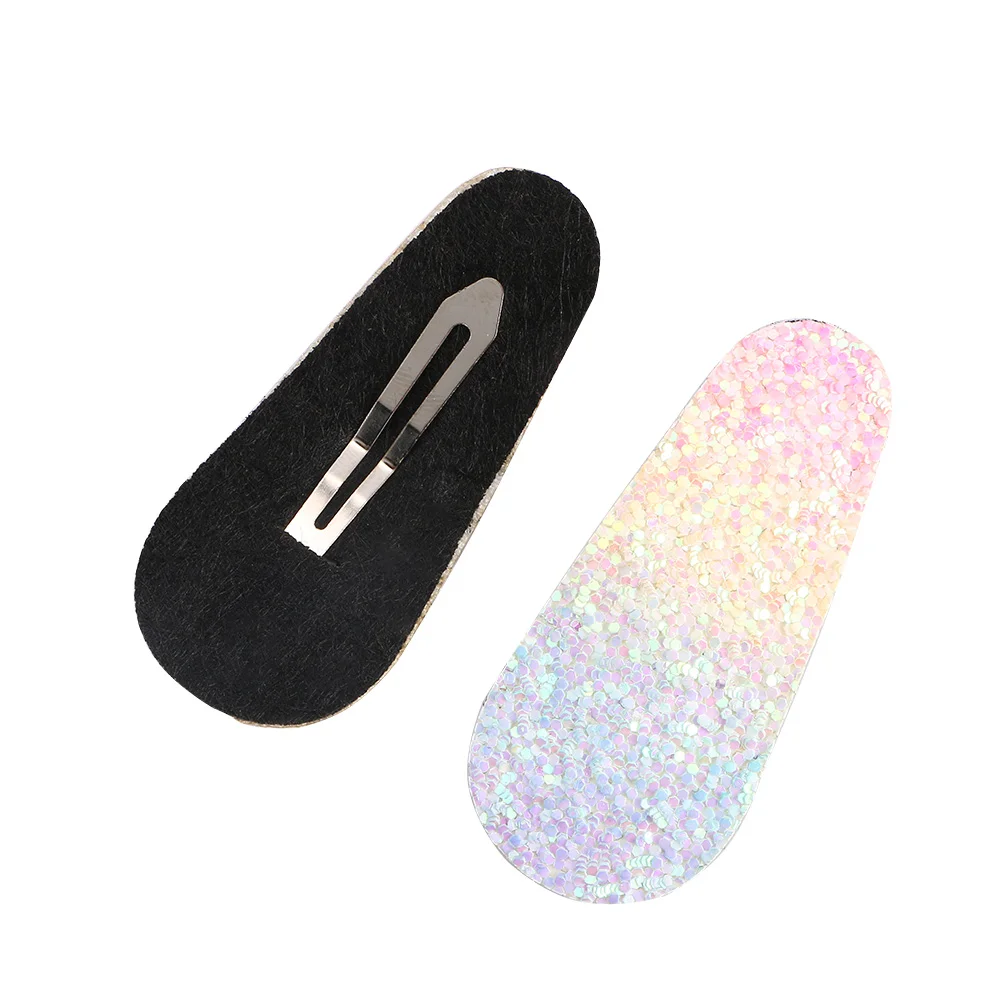 

2Pcs/Pack Girls Fantastic Bling Headwear Princess Hairpin Shiny Rainbow Color Barrettes Hair Clip Children Oval Cute Hair Grip