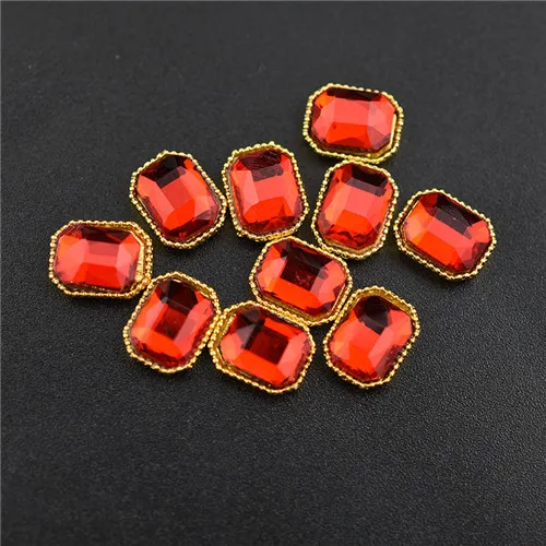 Rectangle-Red 10 шт./лот античный сплав 3d дизайн ногтей украшения ногтей Шарм gliter хрустальные бриллианты СТРАЗА под камень ювелирные изделия аксессуары Стразы - Цвет: Rectangle-Red