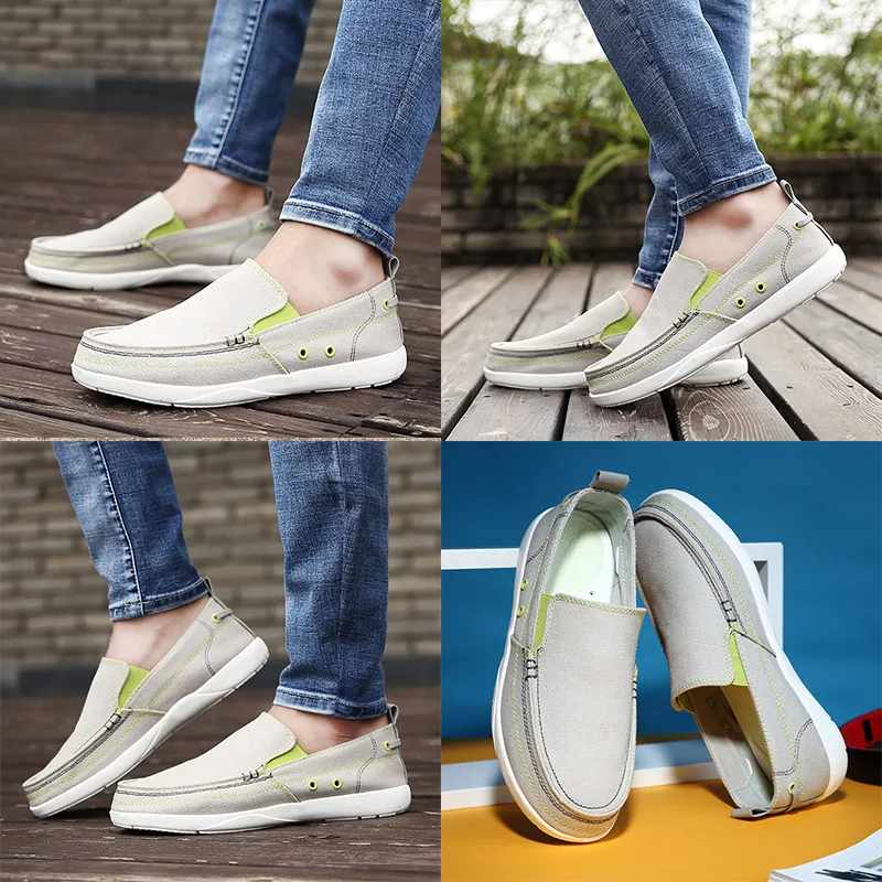 Men's Loafers Casual Canvas Shoes Men Light Summer man Fashion Slip On Moccasin Homme Yellow Blue Grey Size39-44 | Обувь