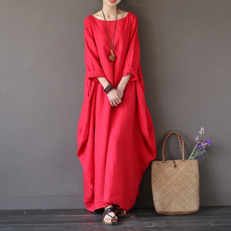 QPFJQD размера плюс для женщин свободное платье на каждый день Сезон весна осень