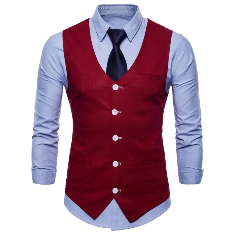 

British Style Men Candy Color Cotton Slim Suit Vest Nice Men Casual Solid Color Single-breasted Vest For Male Nice 8 Colors
