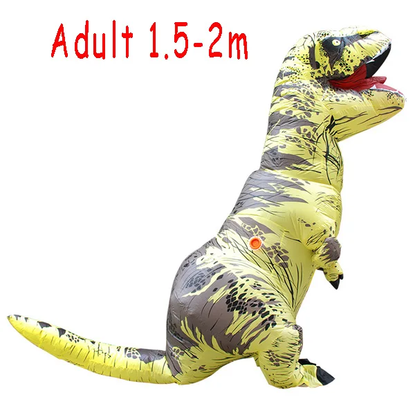 Adult Yellow T Rex Надувной костюм динозавра для взрослых и детей, костюм T REX, маскарадный костюм, маскарадный костюм на Рождество и Хэллоуин для мужчин и женщин - Цвет: Adult Yellow T Rex