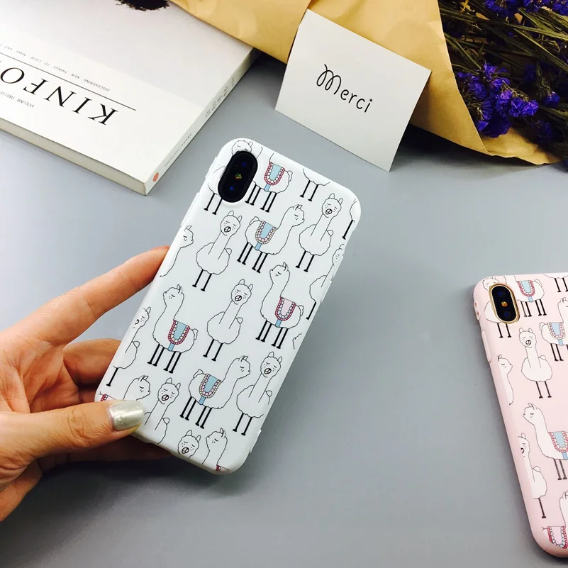 YiKELO Милый Мультфильм Альпака животные чехол для телефона iPhone X 6 6s 7 Plus Мягкий ТПУ