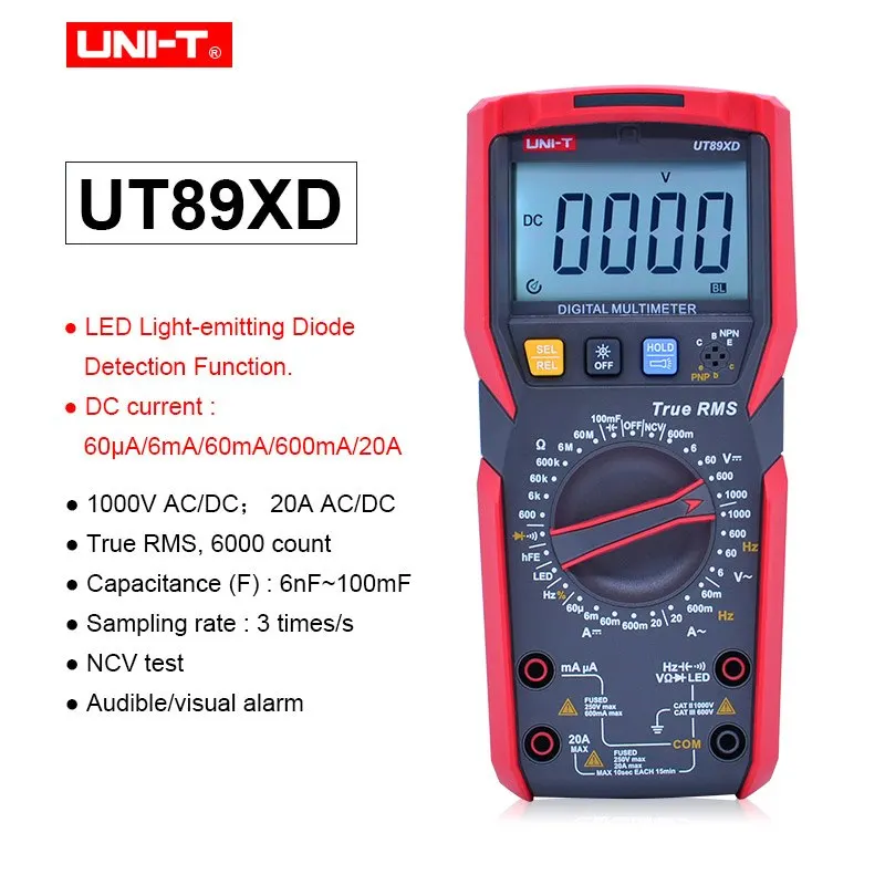 UT89XD True RMS цифровой мультиметр UNI-T UT89X UT89XD вольтметр переменного тока постоянного тока Амперметр Емкость Сопротивление частоты NCV температура светодиодный тест - Цвет: UT89XD