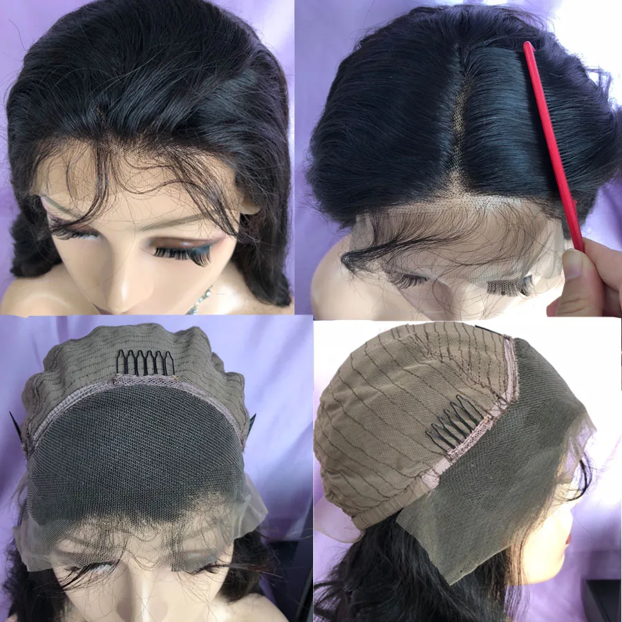 Fabwigs малазийские волнистые волосы Синтетические волосы на кружеве человеческих волос парики с детскими волосами Парики Remy для черный Для женщин человеческие волосы Синтетические волосы на кружеве парик