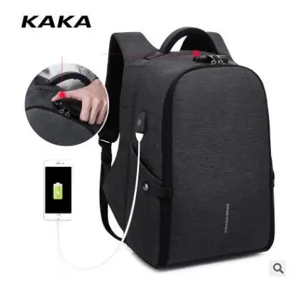 Рюкзак для ноутбука KAKA с USB зарядкой Мужской Дорожный рюкзак школьная сумка