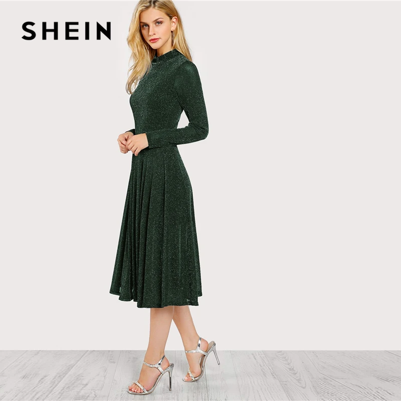 SHEIN Блестящее Нарядное Платье С Длинными Рукавами Элегантные Вечерние Женские Платья