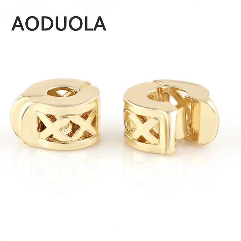 Медный стоппер золотого цвета с буквами X ажурные Клипсы из бисера Европейский