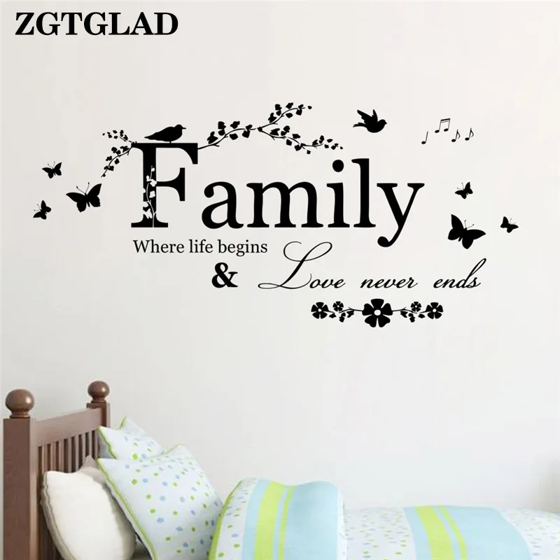 1 Набор ZGTGLAD семейный настенный стикер с надписью Love Never Ends настенные наклейки для