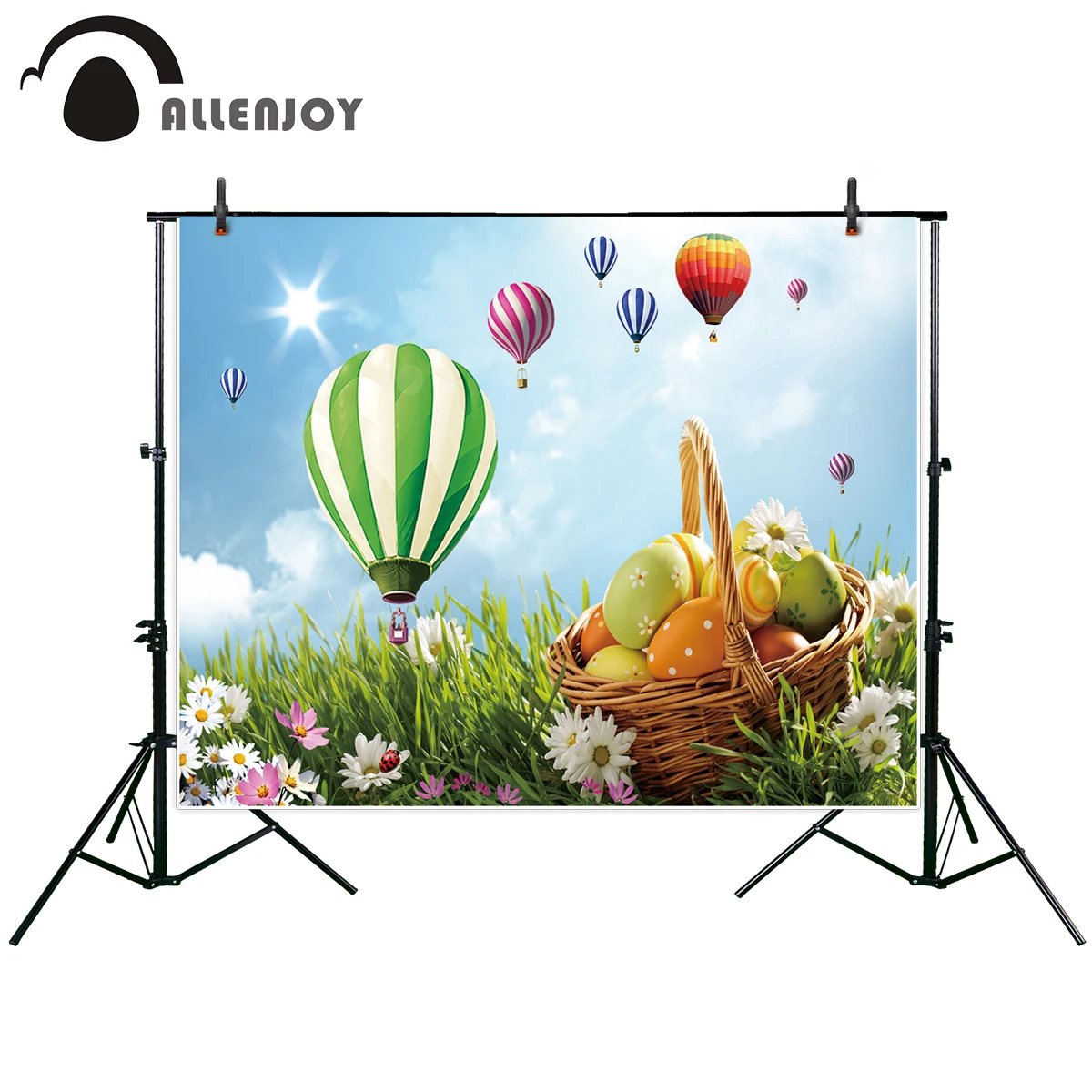 

Allenjoy фон для фотосъемки весенние цветы трава воздушные шары пасхальные красочные яйца Детские фотографии фотокамера