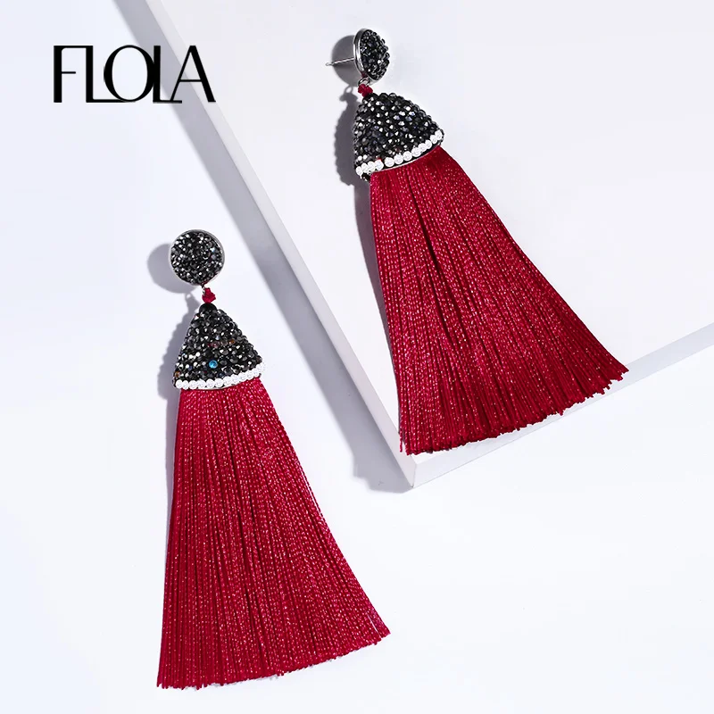 Новинка красные длинные серьги кисточки в стиле бохо ручной работы с бахромой и