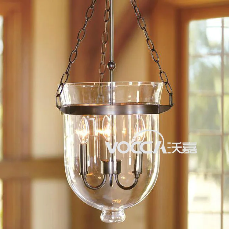 [ Wojia ] vintage glass chandelier loft Scandinavian minimalist modern American restaurant hanging lamp lighting living room bed |