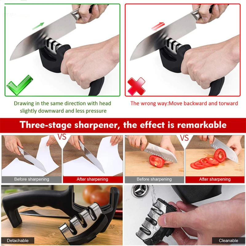 3 В 1 Алмазный Керамический Нож Точилка для Стальных Ножей Керамические