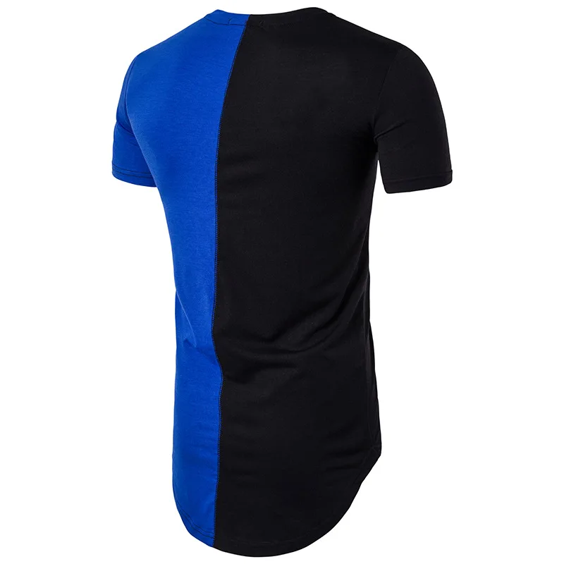 2017 длинный размер мужские топы футболка короткий рукав Повседневная с молнией
