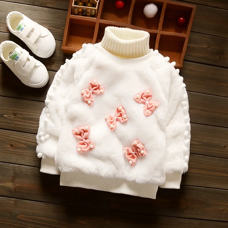 2016 Новые Осенние и Зимние Детские Девушки Свитер Младенческой Плюшевые Толстый