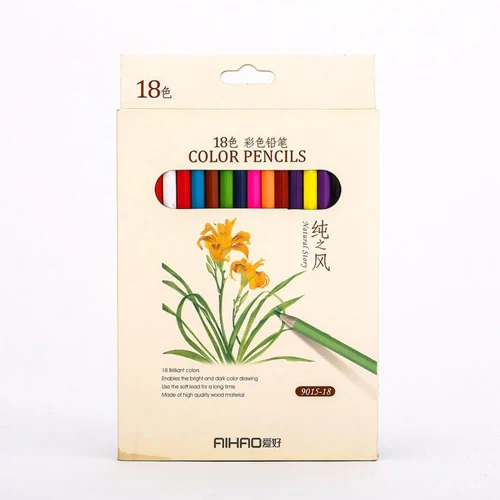 18 colors set Цветной карандаш для рисования природы Стандартный цветной набор цветных карандашей офисный Материал школьные канцелярские товары для детей Подарки принадлежности(tt-2930 - Цвет: 18 colors set