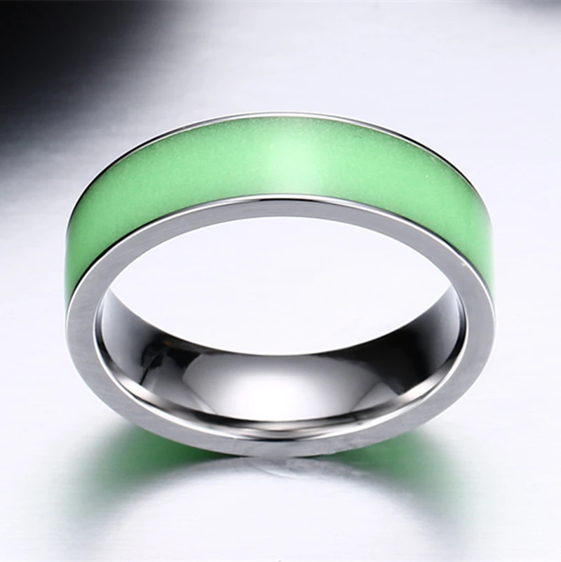2016 титановая сталь зеленое светящееся кольцо Индивидуальные Кольца для мужчин и