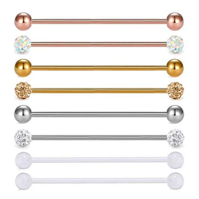 

JFORYOU 14G Industrial Barbells Surgical Steel Cartilage Earring 1 1/2(38mm) Retainer Body Piercing Jewelry