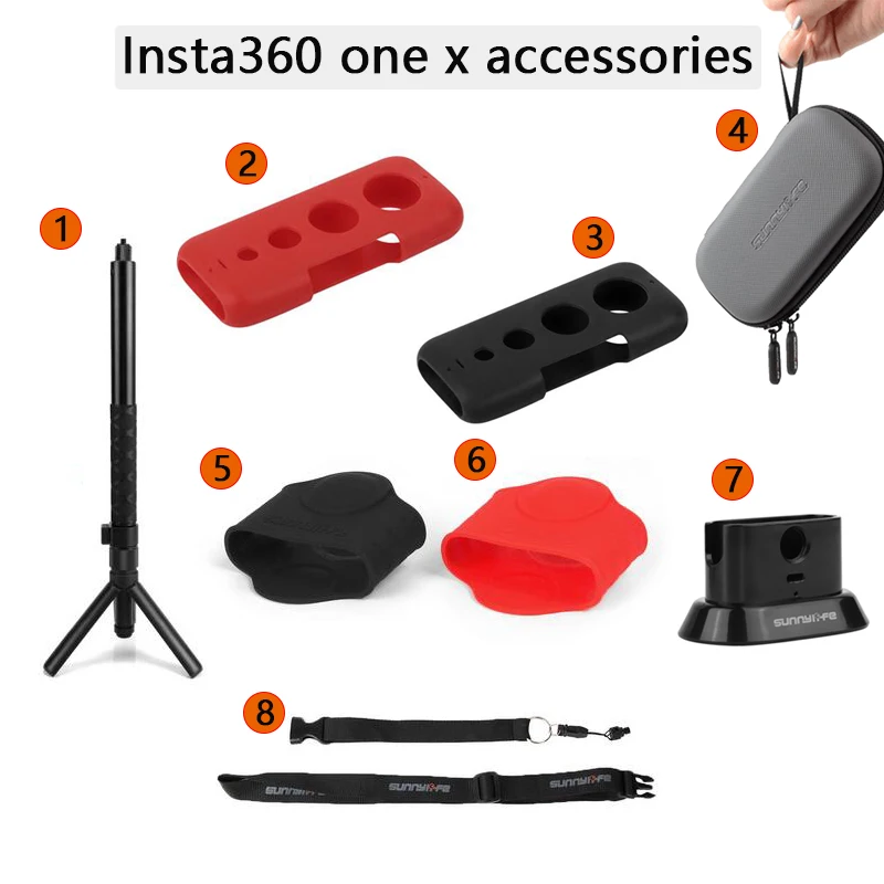 Селфи палка Insta360 ONE X + рукоятка/подставка для СТАБИЛИЗАТОРА/шейный ремешок/мини