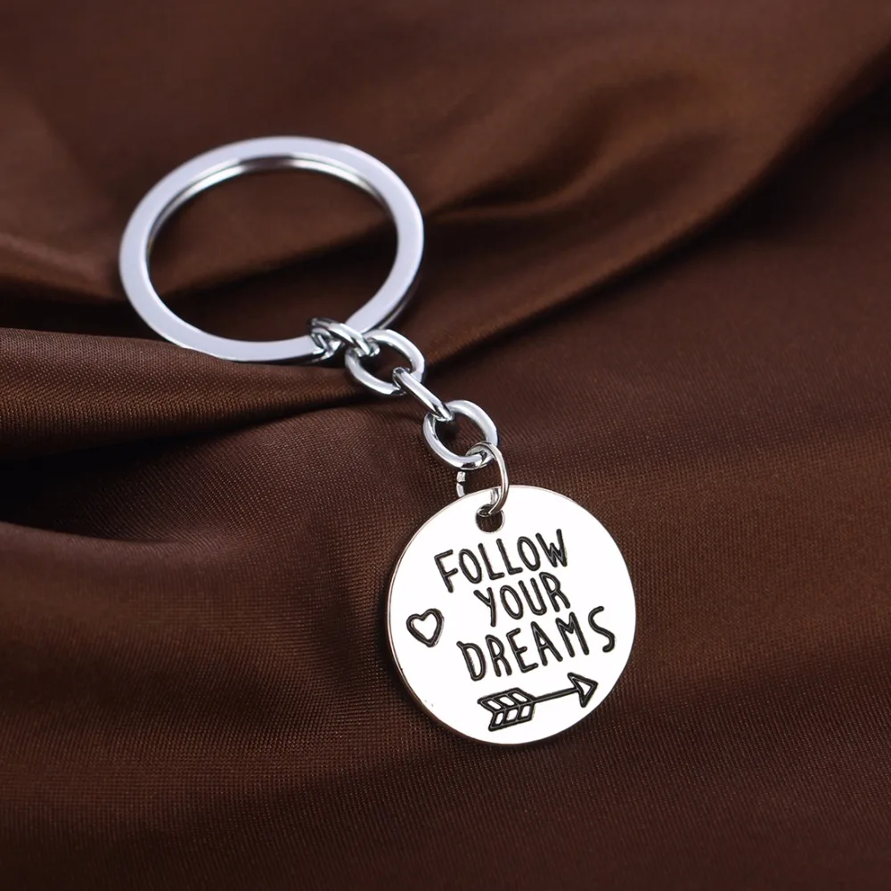 &quotFollow Your Dreams&quot Heart Arrow Pendant Charm Keyring For Women Men Jewelry Gifts Presents Key Chain Fashion | Украшения и