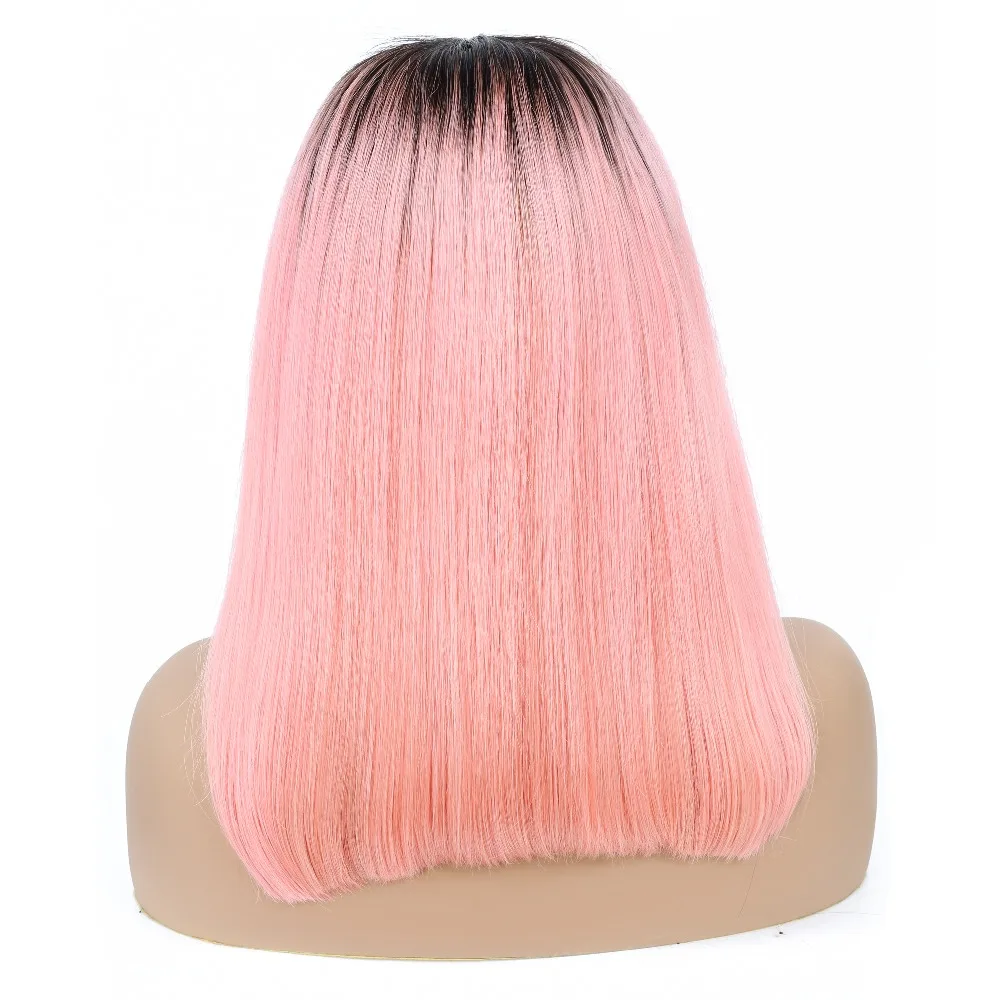 Phoebe кружевные фронтальные человеческие волосы парики Омбре T1B Pink короткие из