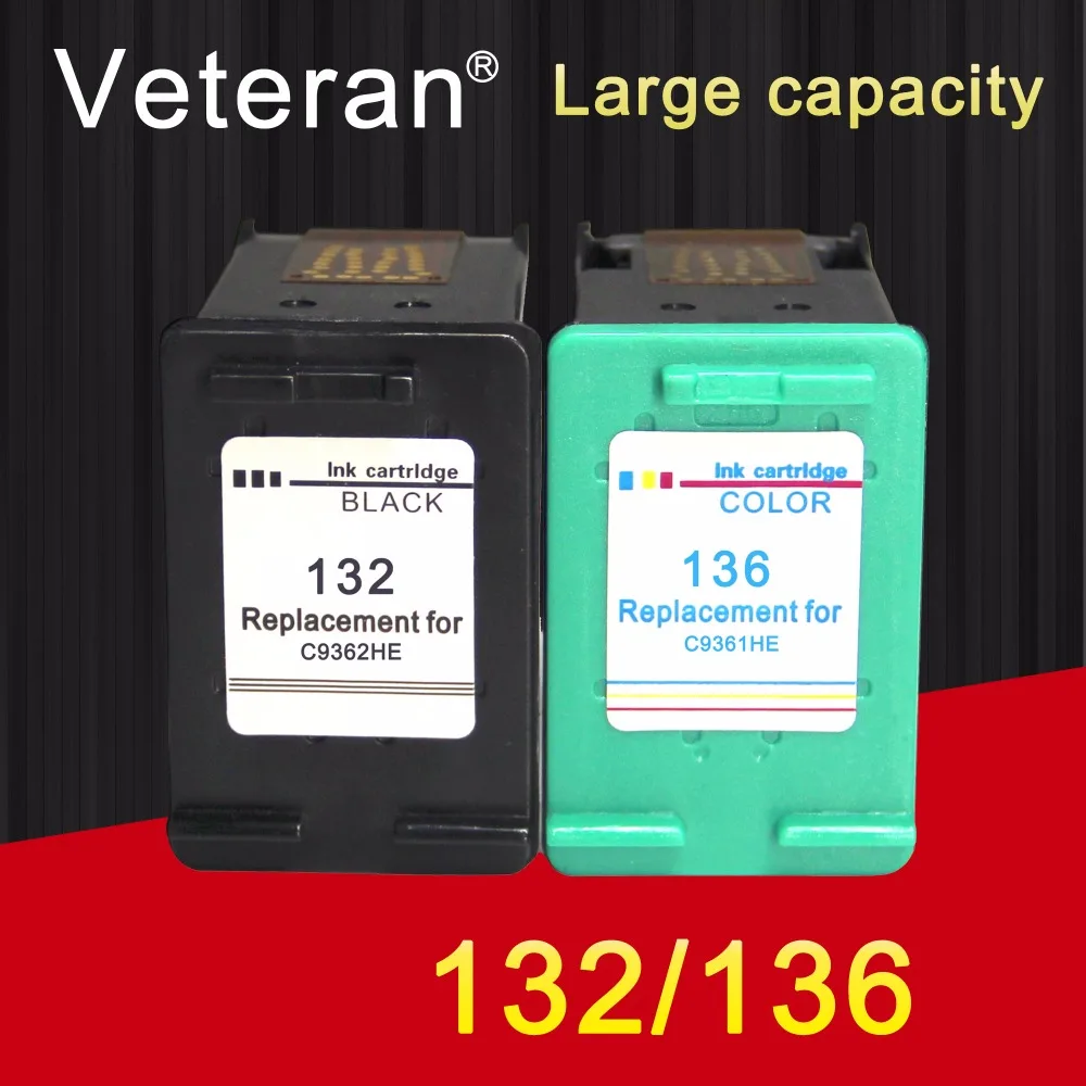 

Чернильный картридж Veteran 132 136, сменный картридж для hp 132 hp 136 для hp Photosmart 2573 C3183 1513 Officejet 6213 D4163 pcs1513