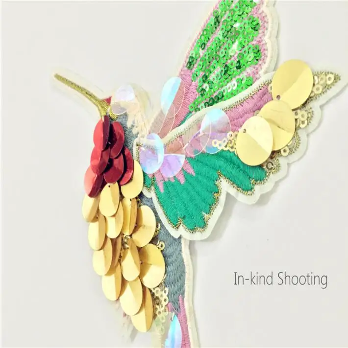 1 пара блесток птица патч Колибри пришить Аппликация шитье лоскутное вышитое