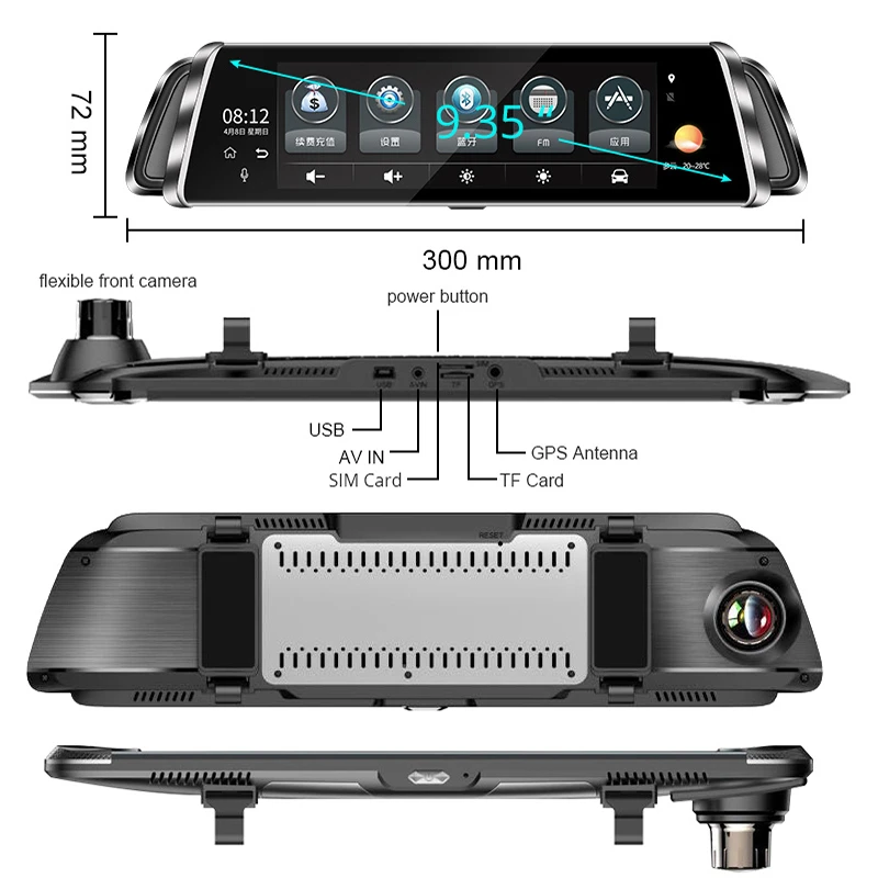 Dealcoo 10' сенсорный экран автомобильный dvr видео регистраторы камера ADAS Android 4 г/wi fi